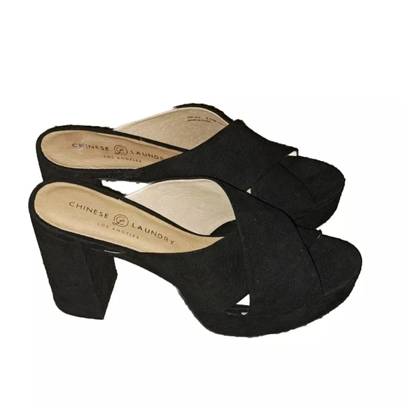 Chinese Laundry Black Chunky High Heels Size 8.5 SB6#8 - Picture 4 of 7